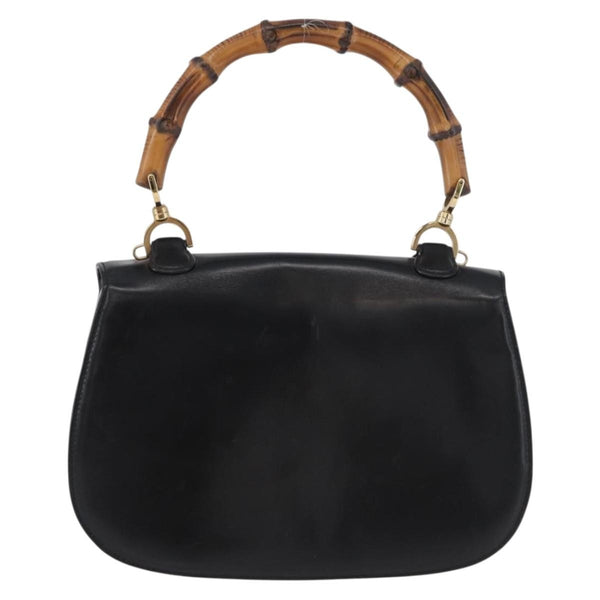 Gucci Vintage Convertible Bamboo Top Handle Bag Leather Medium