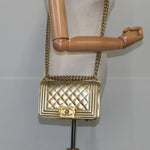 Chanel Boy Flap Bag Quilted Patent Small - image 14