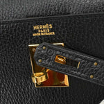 Hermes Kelly Handbag Black Ardennes with Gold Hardware 32 - image 4