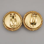 Chanel Vintage CC Logo Round Clip-on Earrings Metal with Crystals - image 4