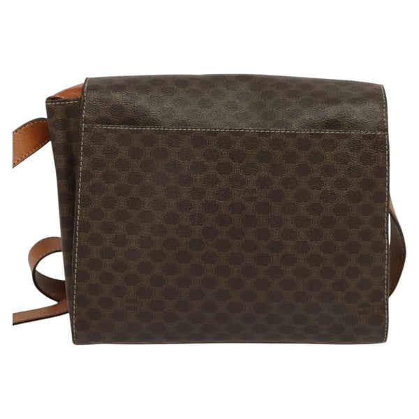 Celine Vintage Macadam Circle Logo Shoulder Bag Canvas and Leather