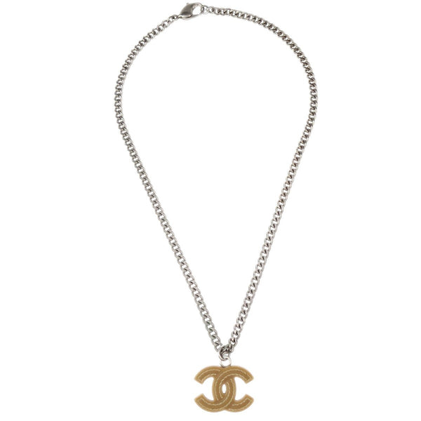 Chanel Vintage CC Pendant Necklace Metal - image 1