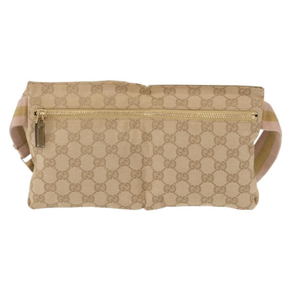 Gucci Vintage Double Belt Bag GG Coated Canvas with Leather