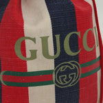 Gucci Logo Drawstring Backpack Striped Canvas Large - image 18