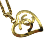 Chanel CC Heart Pendant Necklace Metal - image 3