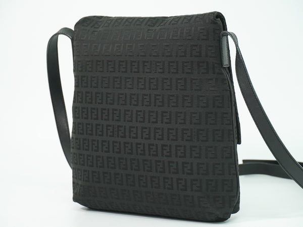 Fendi Vintage Flap Crossbody Bag Zucchino Canvas Small