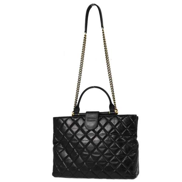 Chanel Gold Bar Tote Quilted Aged Calfskin Small