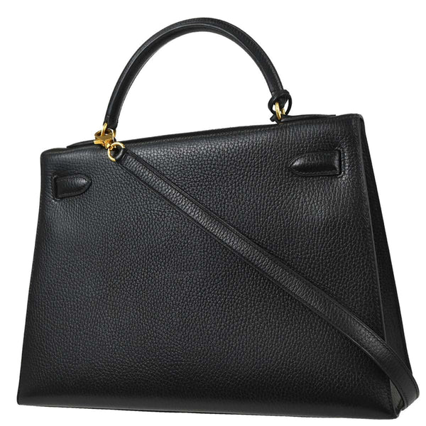 Hermes Kelly Handbag Black Ardennes with Gold Hardware 32