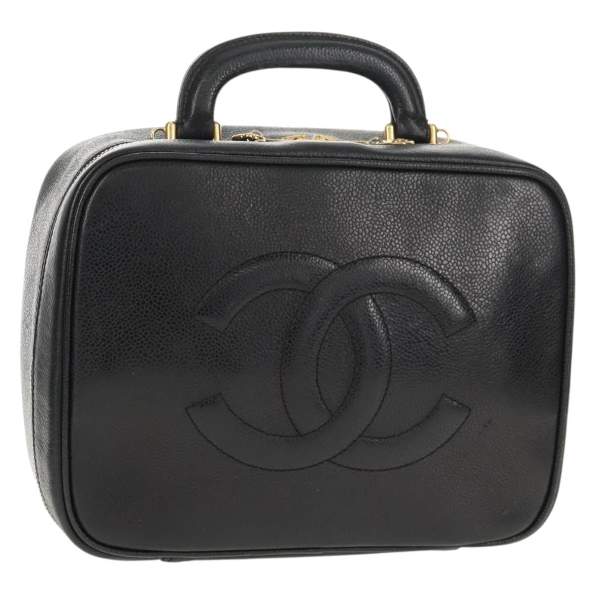 Chanel Vintage Timeless Zip Around Vanity Case Caviar Small - image 1