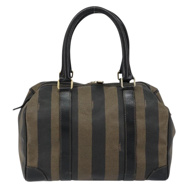 Fendi Vintage Pequin Boston Bag Coated Canvas Medium