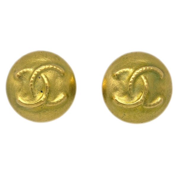 Chanel Vintage CC Round Clip-On Earrings Metal Small - image 1