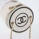 Chanel CC Round Vanity Case with Chain Quilted Lambskin Mini - image 19