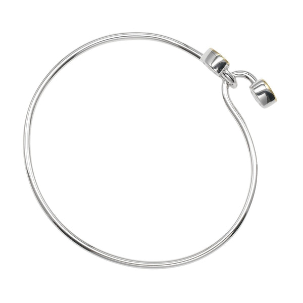 Tiffany & Co. Double Heart Lock Bangle Bracelet Sterling Silver with 18K Yellow Gold