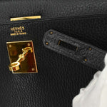Hermes Kelly Handbag Black Ardennes with Gold Hardware 32 - image 4