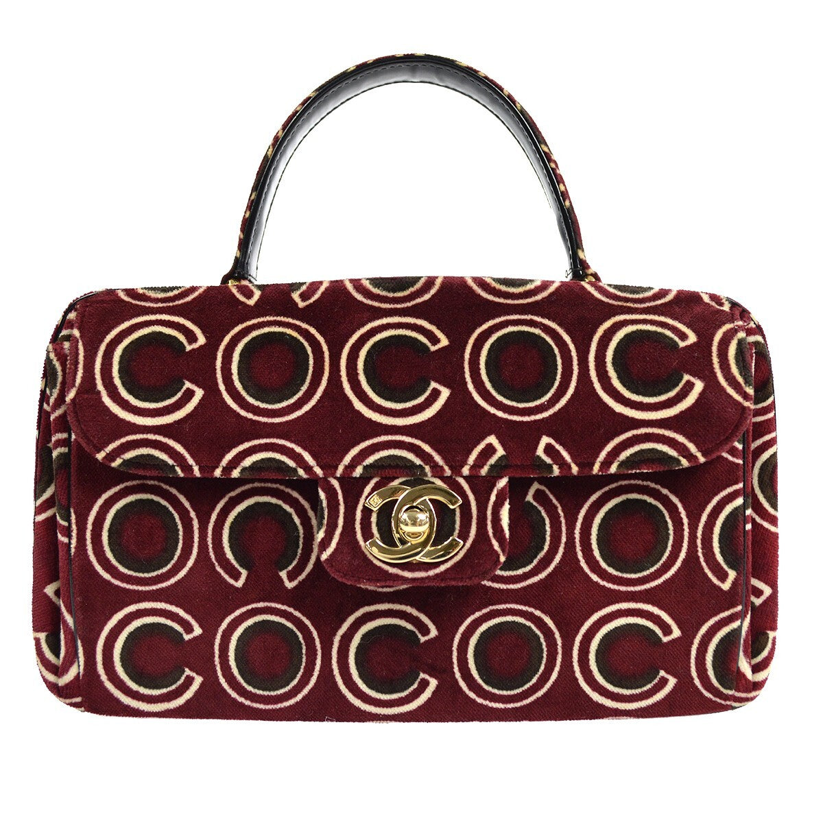 Chanel CC Top Handle Bag Coco Print Velvet Medium - image 1