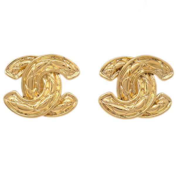 Chanel CC Clip-On Earrings Quilted Metal - image 1