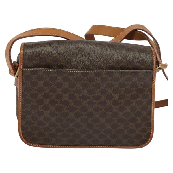 Celine Vintage Macadam Circle Logo Shoulder Bag Canvas and Leather