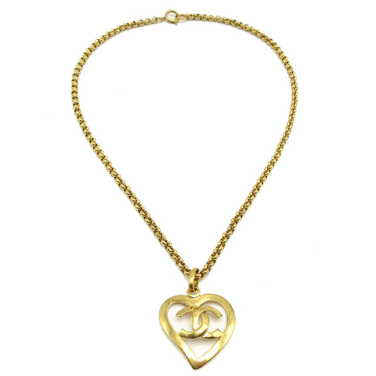 Chanel CC Heart Pendant Necklace Metal - image 1