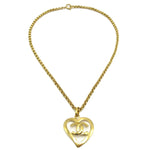 Chanel CC Heart Pendant Necklace Metal - image 1