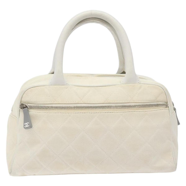 Chanel Vintage Logo Bowler Bag Quilted Canvas Medium