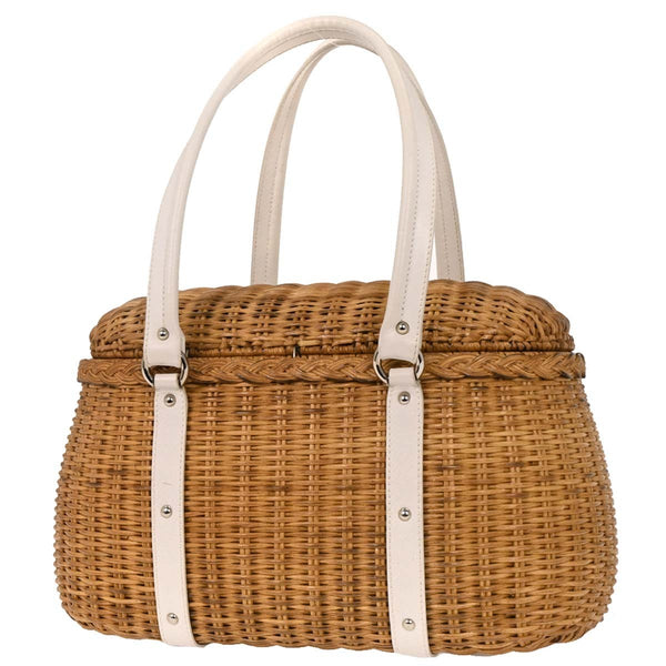 Salvatore Ferragamo Basket Gancini Handbag Leather and Wicker