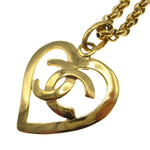 Chanel CC Heart Pendant Necklace Metal - image 2