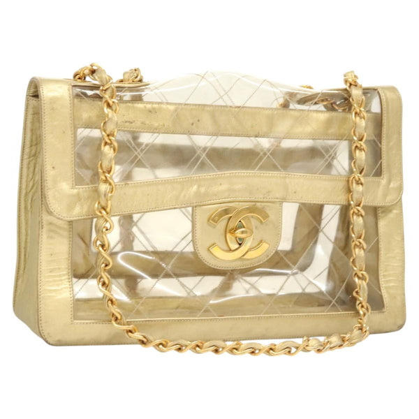 Chanel Classic Single Flap Bag Quilted Applique Vinyl Jumbo 30 x 20 x 10 - image 1