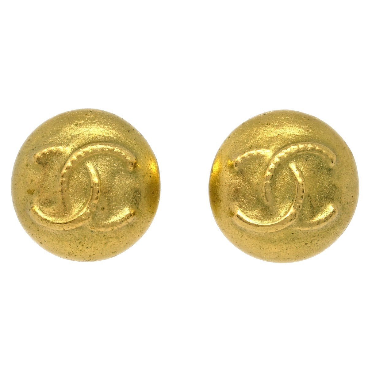 Chanel Vintage CC Round Clip-On Earrings Metal Small - image 1