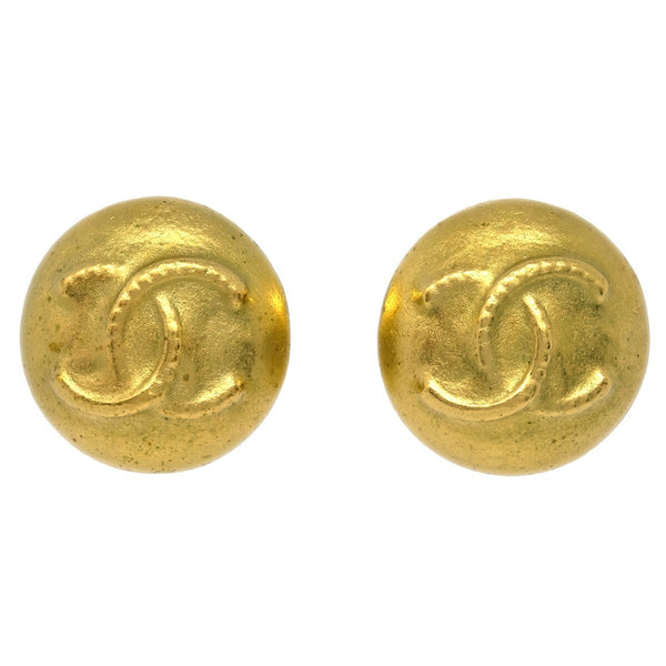 Chanel Vintage CC Round Clip-On Earrings Metal Small - image 1