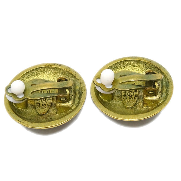 Chanel Vintage CC Round Clip-On Earrings Metal Small