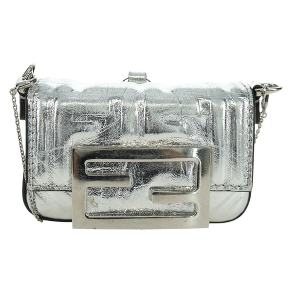 Fendi Chain Baguette Charm Bag Zucca Embossed Leather Nano - image 1