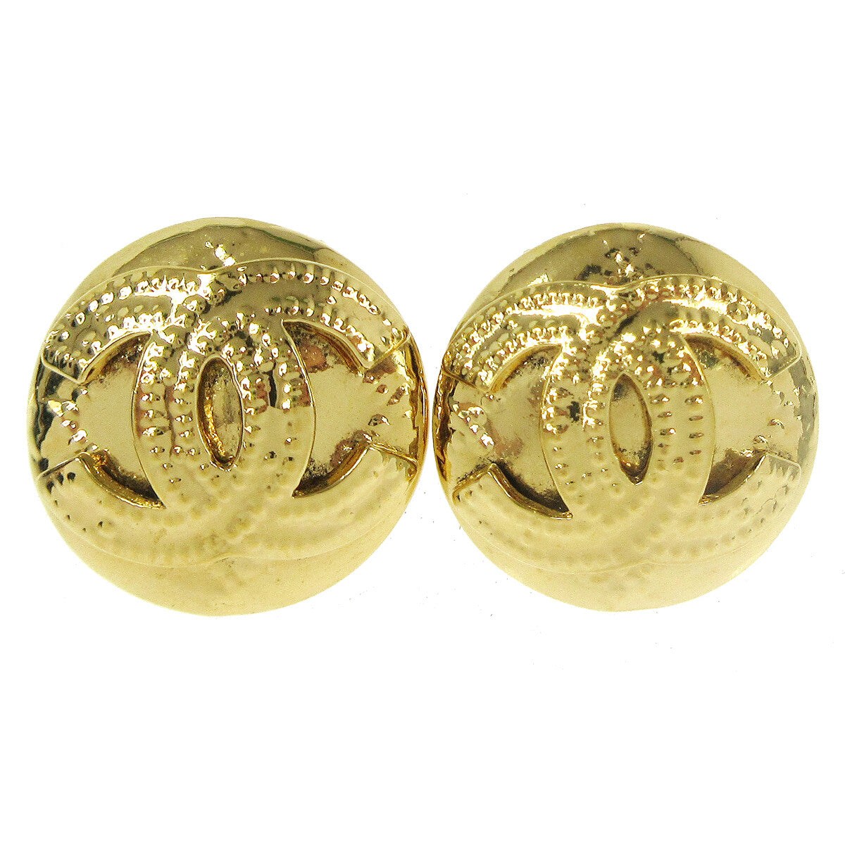 Chanel Vintage CC Round Clip-On Earrings Metal Small - image 1