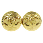 Chanel Vintage CC Round Clip-On Earrings Metal Small - image 1