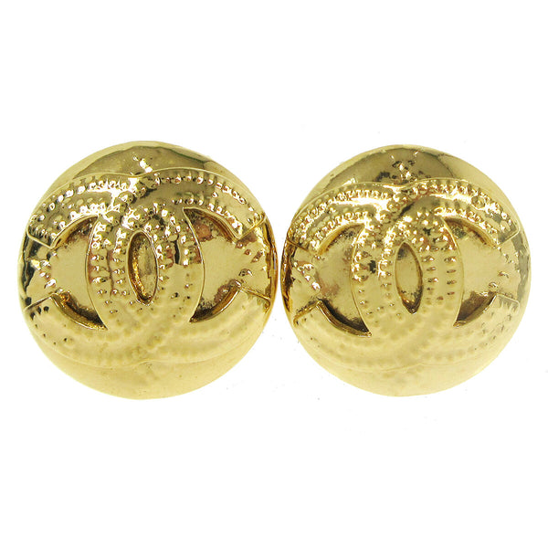 Chanel Vintage CC Round Clip-On Earrings Metal Small - image 1