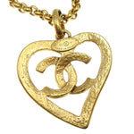 Chanel CC Heart Pendant Necklace Metal - image 2