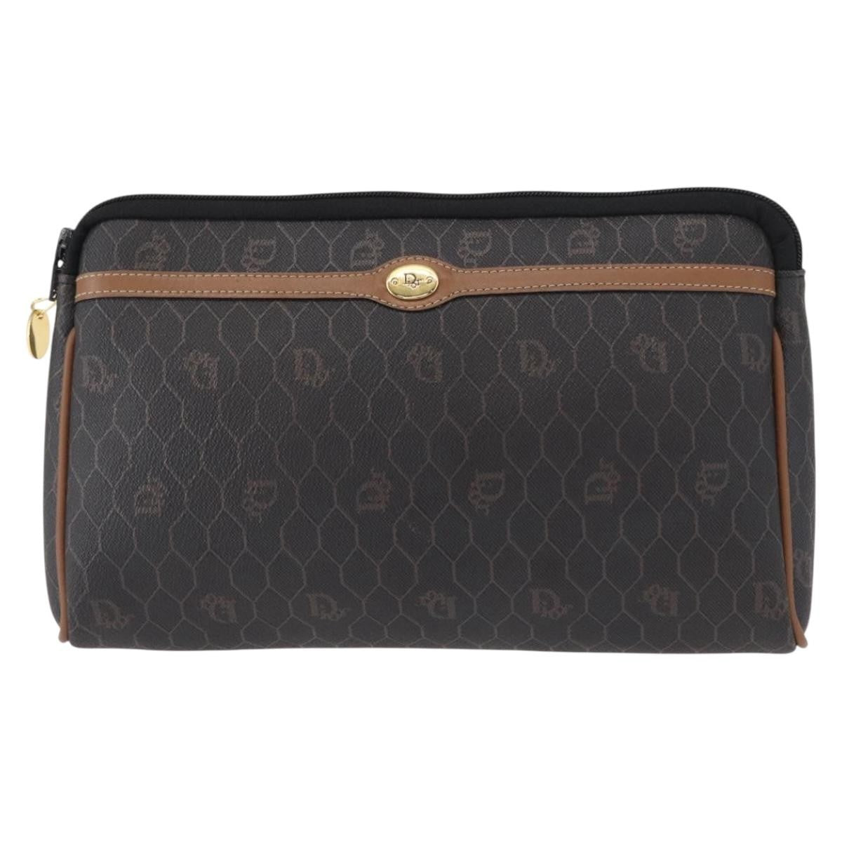 Christian Dior Vintage Honeycomb Zip Pouch Coated Canvas Medium - image 1