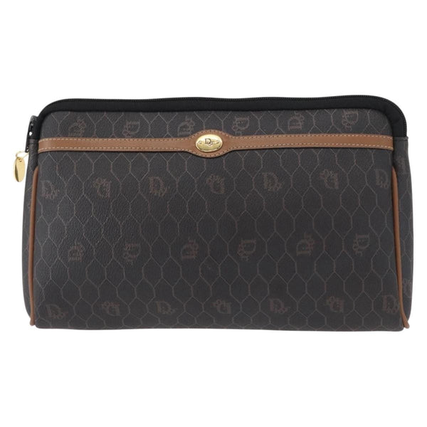 Christian Dior Vintage Honeycomb Zip Pouch Coated Canvas Medium - image 1