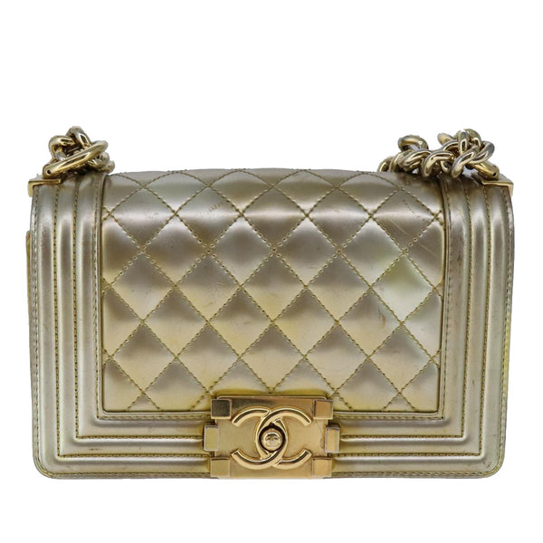 Chanel Boy Flap Bag Quilted Patent Small - image 1