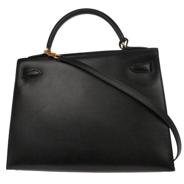 Hermes Kelly Handbag Black Box Calf with Gold Hardware 32
