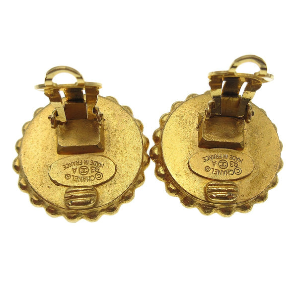 Chanel CC Round Stud Earrings Metal and Enamel