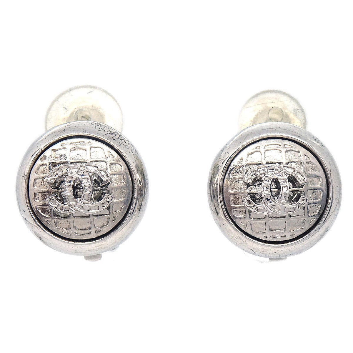 Chanel Vintage CC Round Clip-On Earrings Metal Small - image 1