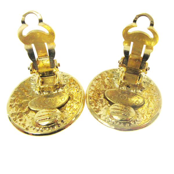 Chanel Vintage CC Round Clip-On Earrings Metal Small