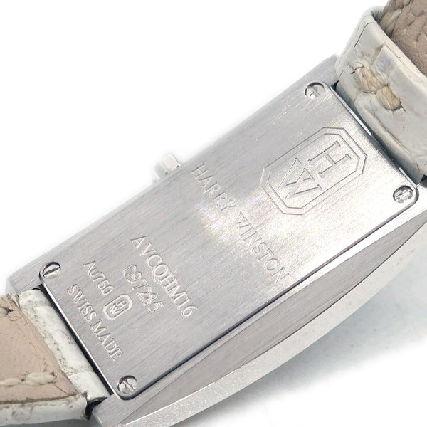 Harry Winston Avenue C Quartz Watch White Gold and Alligator with Diamond Bezel and Mother of Pearl 19