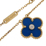 Van Cleef & Arpels Vintage Alhambra Pendant Necklace 18K Yellow Gold and Blue Sevres Porcelain with Diamond - image 3