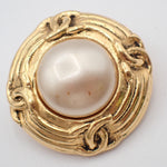 Chanel Vintage Round Clip-On Earrings Metal with Faux Pearl - image 4