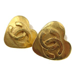 Chanel Vintage CC Heart Clip-On Earrings Metal Small - image 5