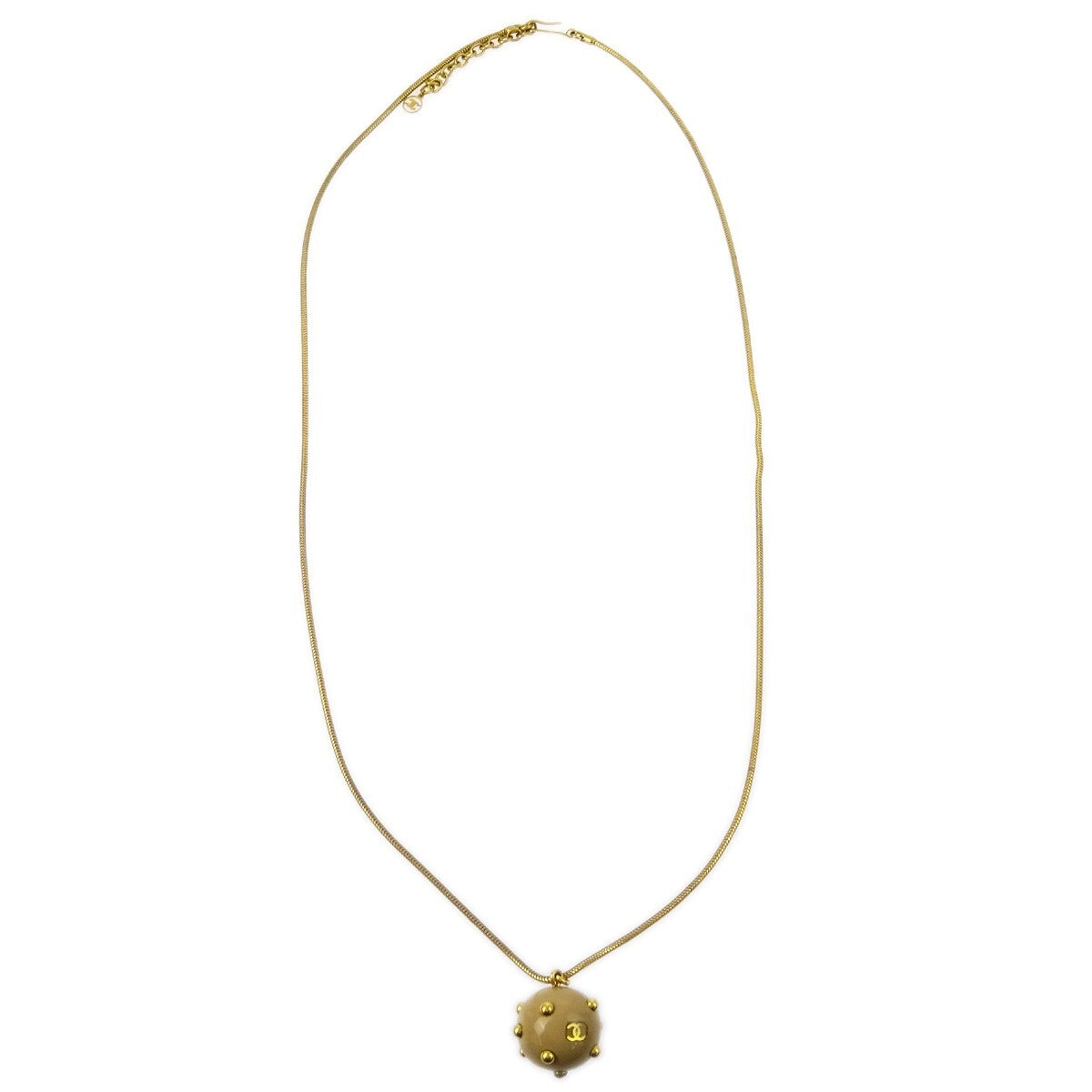 Chanel Vintage CC Ball Pendant Necklace Metal and Enamel - image 1