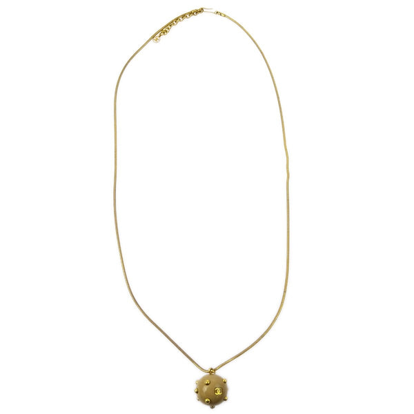 Chanel Vintage CC Ball Pendant Necklace Metal and Enamel - image 1