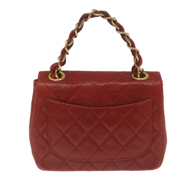 Chanel Vintage Square Chain Handle Flap Bag Quilted Lambskin Mini