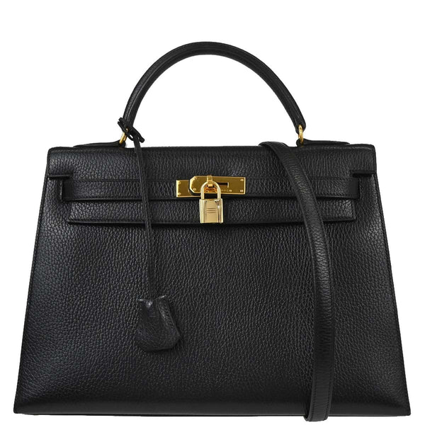 Hermes Kelly Handbag Black Ardennes with Gold Hardware 32 - image 1
